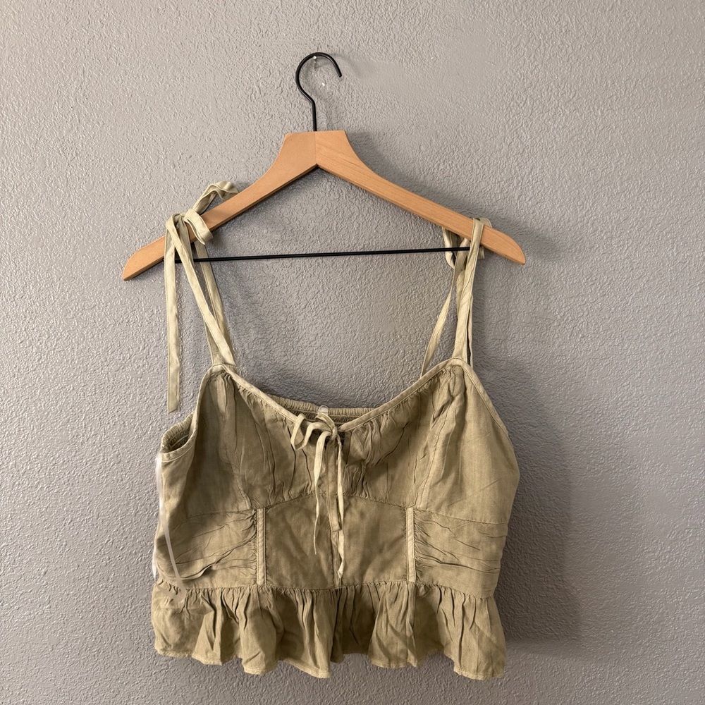American Eagle Outfitters Tan Ruffle Top